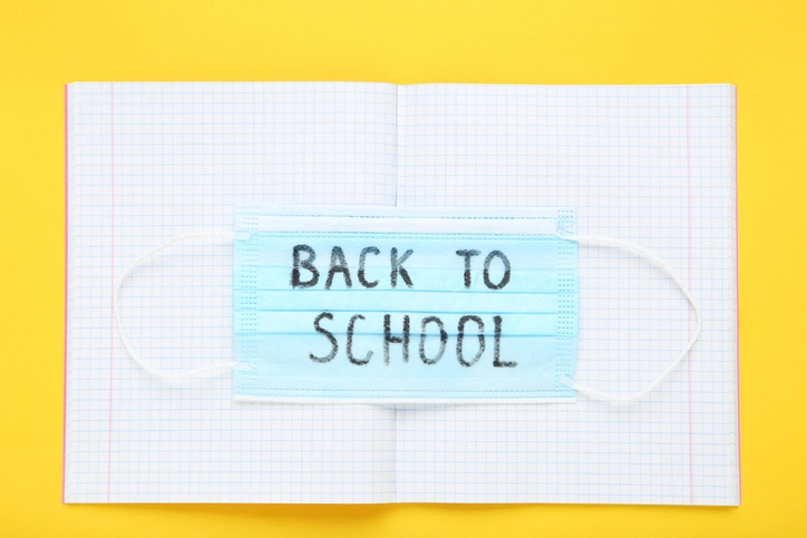 image of a mask with Back to School Text