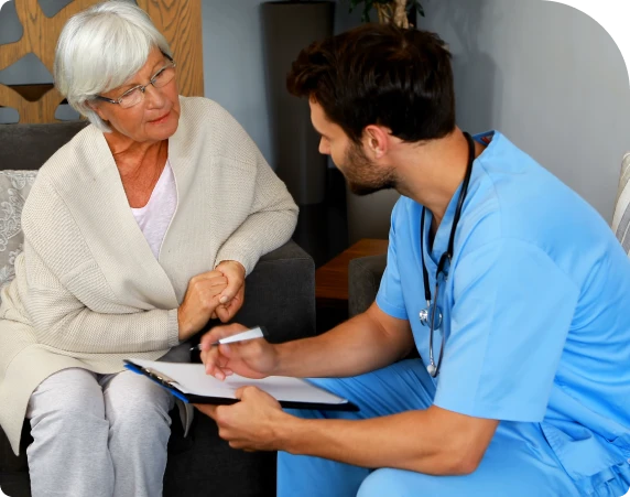 A Doctor discussing patient health in a professional setting.